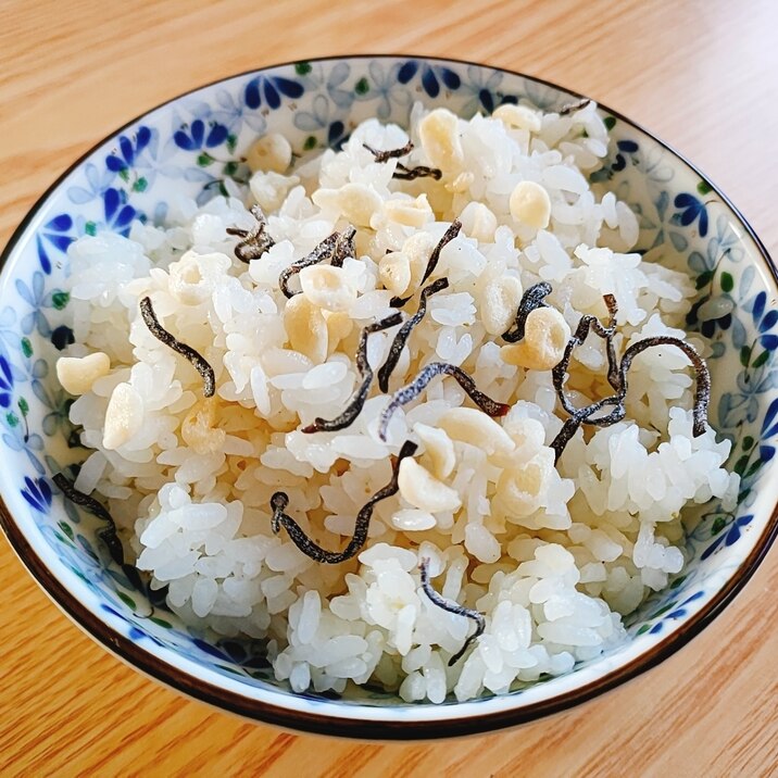 塩昆布と揚げ玉のご飯〜柚子こしょう風味